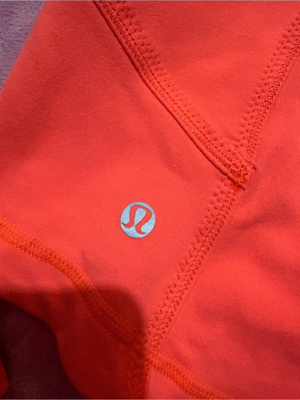 lululemon athletica Coral Performance Bomber Jacket with Black Stripes
